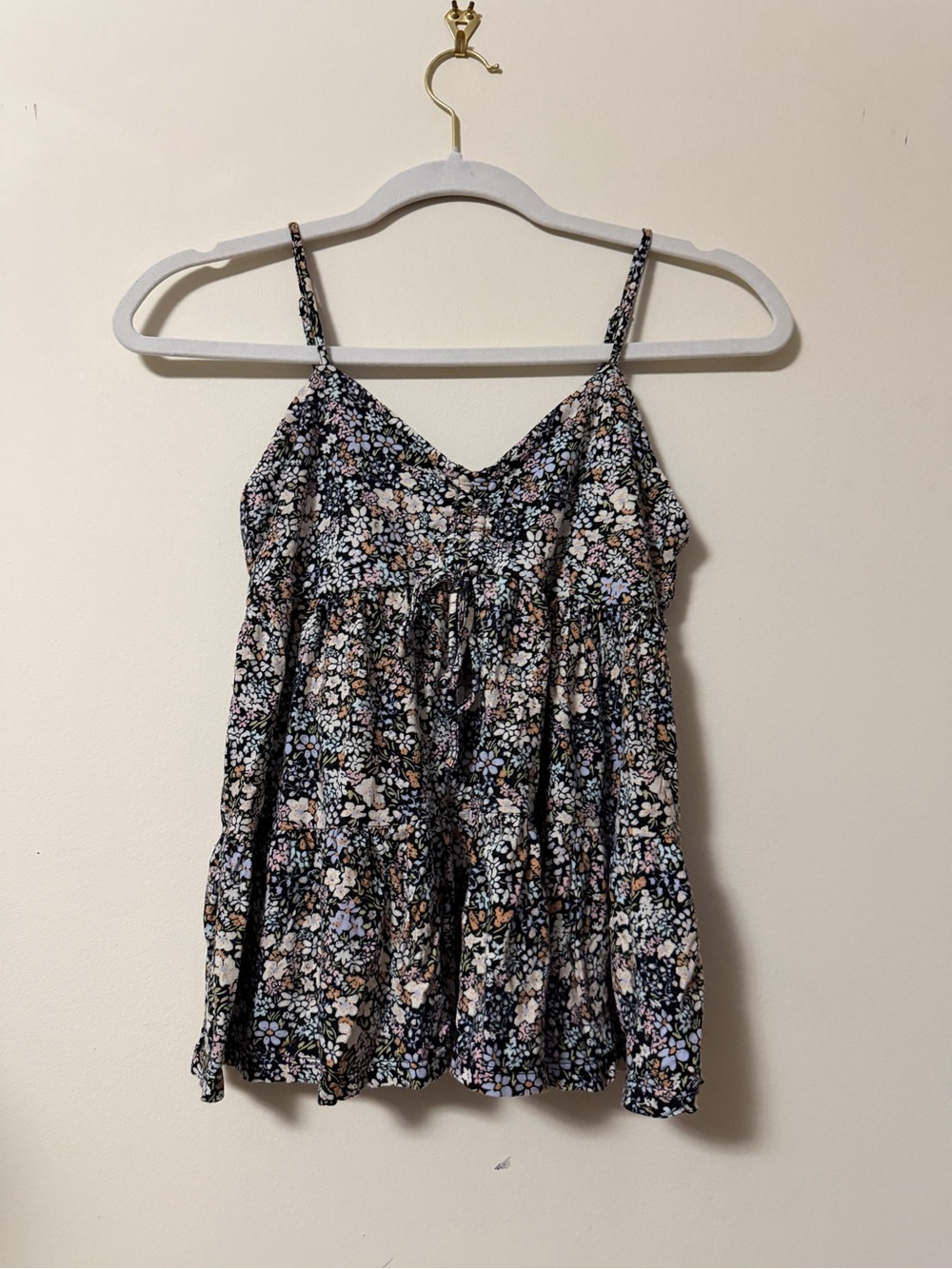 SO Black Floral Spaghetti Strap Babydoll Camisole